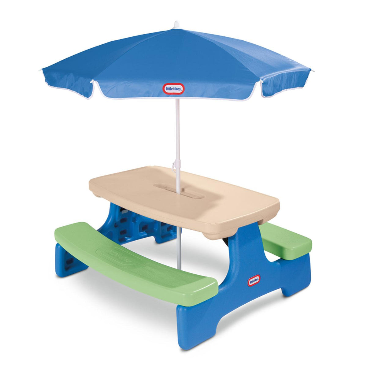 Easy Store™ Picnic Table with Umbrella - Blue/Green – Little Tikes ...