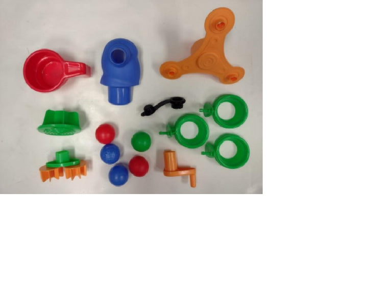 Hardware Pack: Ferris Wheel F, Ferris Wheel Crank K, Ferris Wheel Car L, Drain Plug M, Water Wheel Assembly G, Water Spinner H, Fill Cup O, Whale P, Crab P, Turtle