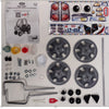 Hardware Pack: All Screws, Washer, Gas Cap Lid, Center Cap, Latch Red, Rear Axle Bushing,3/8" Top Hat, Top Hat Tool, Front Bushings, Rear Axle, Right/Left Wireform ,Horn Assembly, O-Ring, Retaining clip, R/L Top Hat Coner, Decal Sheet