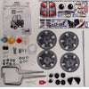 Hardware Pack: All Screws, Washer, Gas Cap Lid, Center Cap, Latch Red, Rear Axle Bushing,3/8" Top Hat, Top Hat Tool, Front Bushings, Rear Axle, Right/Left Wireform ,Horn Assembly, O-Ring, Retaining clip, R/L Top Hat Coner, Decal Sheet