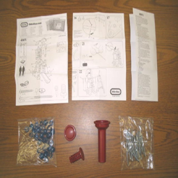 Hardware Pack: Hub Cover (G), Hub Pin (F), Steering Wheel Insert (E), Screw 2.5 in. (K), Screw 3.25 in. (Y), Bolt Cover Blue (X) and Instructions