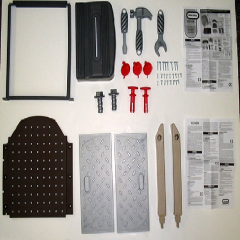 Hardware Pack: Wrench, Hammer,Screwdriver,Nail,Bolt,Tool Hook,Pegboard, Pegboard Suport Rt, Pegboard Support Lt,Door Track, Door, Saw Table, SubPack: Screw (T) Screw (U
