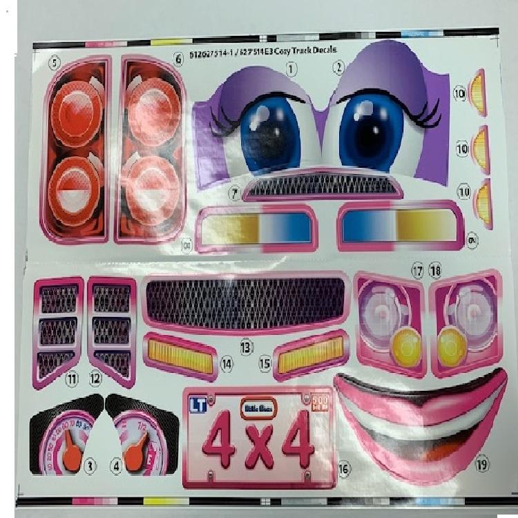 replacement decal sheet for Princess Cozy Truck