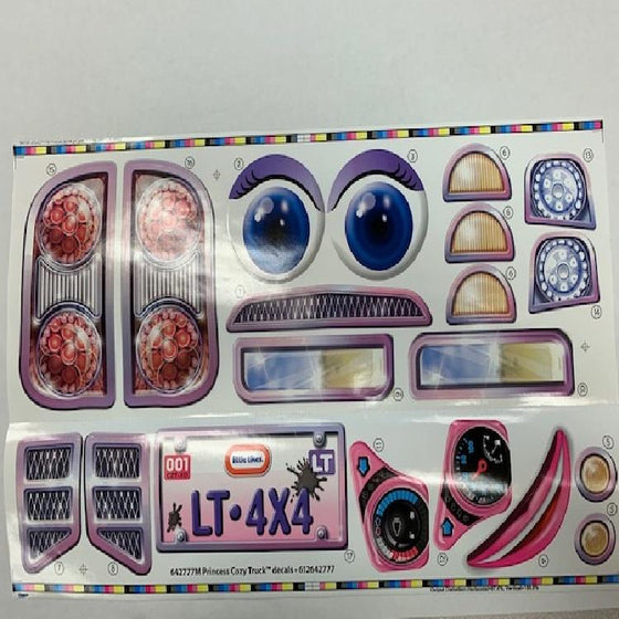 replacement decal sheet for Princess Cozy Truck
